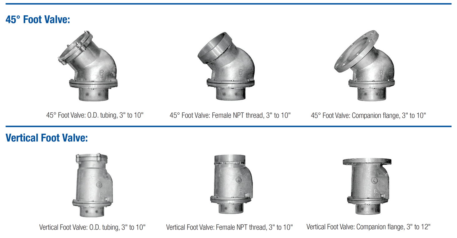 Self-Cleaning Strainer Foot Valve Options